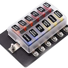 12V 24V Blade Fuse Box Holder 12/6 Ways Modified Fuse Box Terminal Block with Warning Light for Car Boat Marine Trike (Color : Army Green)