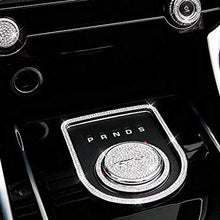 MAXDOOL Crystal Rhinestone Car Bling Accessories Gear Shift Knob Cover Decoration Trim Sticker for Jaguar XF XE XJ F-Pace (Silver)