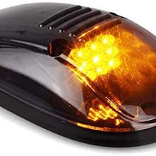 5pcs Black Smoked Lens Amber LED Cab Roof Marker Lights, KOMAS Roof Top Lamp Clearance Running Light Replacement for Truck SUV 1999-2002 Dodge Ram 1500 2500 3500 4500 (Black Smoked Lens& Amber LED)