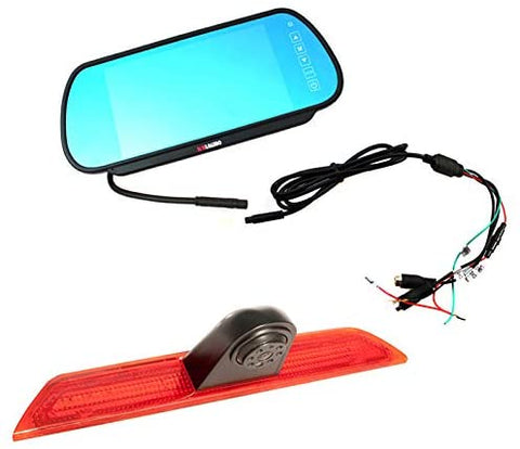 Brake Light Backup Camera f with 7 inch Clip-on Mirror Monitor ( Transit Van)