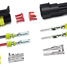 2 Pin Way 16 AWG Waterproof Connector Wire Cable, 2 Pin Way Car Waterproof Electrical Connector with Wire for car, truck, boat, motorcycle(Pack of 10)