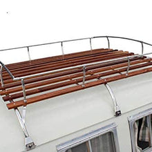 M-VDub 3 Bows Stainless Steel Roof Rack with Dark Wood Compatible with Type 2 Bus 1950-1979 All Years