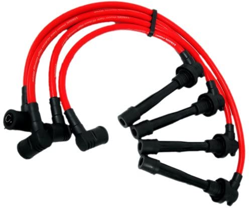 VMS RACING 92-95 RED SPARK PLUG WIRES Set Compatible with HONDA Civic Dx Lx Cx Ex Si 1.5L & 1.6L SOHC Engines D15 and D16 1992-1995
