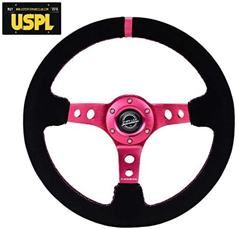 NRG Innovations Reinforced Suede Steering Wheel RST-006S-FH + U.S. Performance Lab Air Freshener
