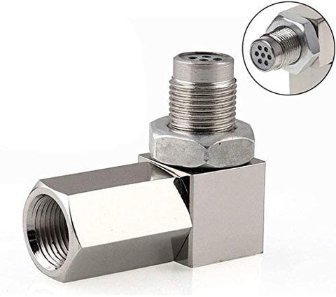 O2 Oxygen Sensor M18X1.5 Socket 90 Degree Real Mini Catalytic Converter With CEL Check Engine Light Bungs,Stainless Steel