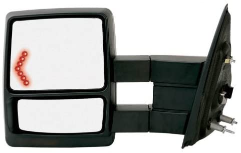 Fit System Driver Side Towing Mirror for Ford F150 extendable, LED Arrow Turn Signal & Puddle lamp, Textured Black, Foldaway, Heated Power (Driver Side (LH))