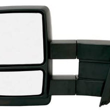 Fit System Driver Side Towing Mirror for Ford F150 extendable, LED Arrow Turn Signal & Puddle lamp, Textured Black, Foldaway, Heated Power (Driver Side (LH))