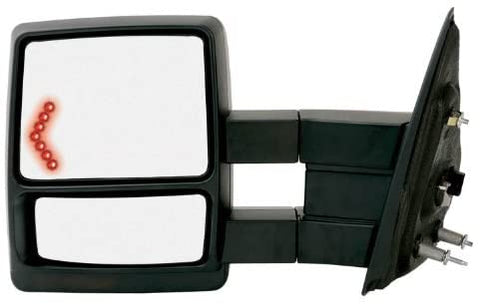 Fit System Driver Side Towing Mirror for Ford F150 extendable, LED Arrow Turn Signal & Puddle lamp, Textured Black, Foldaway, Heated Power