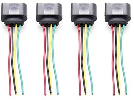 4 Packs Ignition Coil Connector Plug Harness Pigtail 4 pin - Compatible with Audi A3 A4 A5 A6 VW Volkswagen CC Passat 1.8T 2.0T 2.5L 3.2L - Replace 1J0973724 - Vehicle 4 packs Ignition Coil Connector