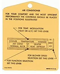 MACs Auto Parts 60-47079 Galaxie Heater Instruction Tag,