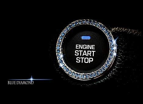 Personality Car Interior Emblem Crystal Ring Sticker,Automotive Parts Start Engine Ignition Button Key & Knobs Key Ignition & Knob Bling Ring, Car Glam Interior Accessory, Unique Women Gift(Silver)