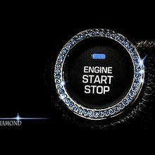 Personality Car Interior Emblem Crystal Ring Sticker,Automotive Parts Start Engine Ignition Button Key & Knobs Key Ignition & Knob Bling Ring, Car Glam Interior Accessory, Unique Women Gift(Silver)