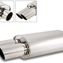 S SIZVER Weld-On Muffler Series 3" Dual Slant Tip Stainless Steel 3" Inlet Weld-on Exhaust Muffler Universal