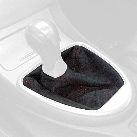 RedlineGoods Shift Boot for 2008-2013 Infiniti G37 (V36). Black Suede (Alcantara) with Red Thread