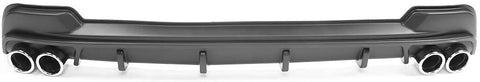 IKON MOTORSPORTS Rear Diffuser Compatible With 2020-2021 Toyota Corolla L LE/XLE | Matte Black Diffuser & Silver Tips Lower Valance Bumper Lip Spolier