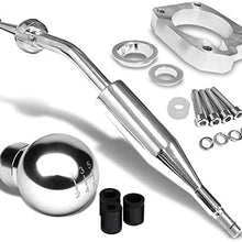 Manzo Short Throw Shifter (Chrome)+Shift Knob (Aluminum, Black with White Shift Pattern, Round Shape, 5-Speed) Works With 83-87 Corolla GTS AE86 MT