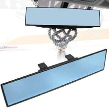 iJDMTOY Universal Fit JDM 300mm 12-Inch Wide Anti-Glare Blue Tint Flat Clip On Rear View Mirror for Car SUV Van Truck, etc