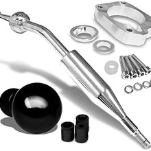 Manzo Short Throw Shifter (Chrome)+Shift Knob (Aluminum, Black with White Shift Pattern, Round Shape, 5-Speed) Works With 83-87 Corolla GTS AE86 MT