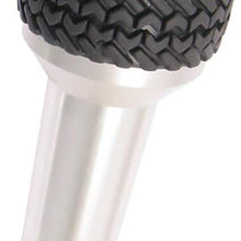 DV8 Offroad | Replacement Automatic Transmission Shift Knob for Wrangler TJ | Billet Aluminum | Includes Patented Tire Tread Rubber Grip | Silver Finish