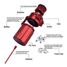 SPEEDWOW Aluminum Oil Catch Can Tank Filter Baffled With Breather Filter And Hose Kit Universal (Red)