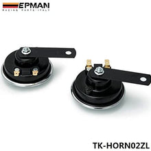 EPMAN Universal Vintage High-Low Tone Dual Twin Disc Klaxon Horn Siren Car Van Truck (Black, Pack Of 2)