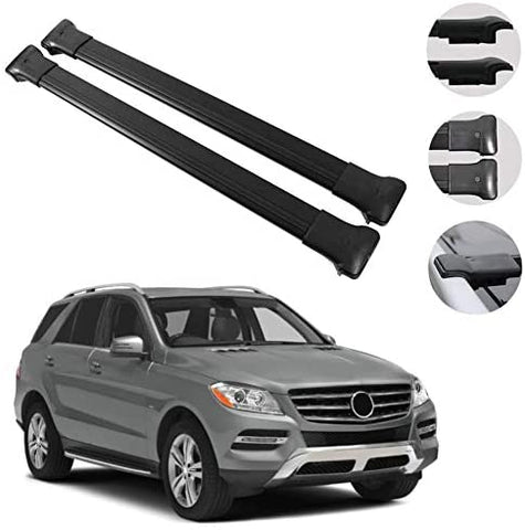 OMAC Roof Racks Cross Bars Carrier Cargo Racks Rail Aluminium Black Set 2 Pcs. for Mercedes M Class W166 2011-2015