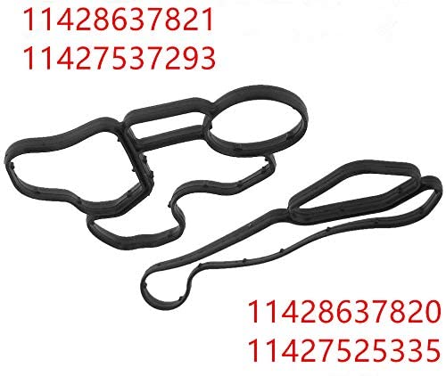 Engine Oil Filter Adapter Housing Gasket for BMW N51 N52 + Oil Cooler Seal Gasket for BMW E60 E61 E90 E81 E91 11428637820, 11427537293, 11428637821, 11427525335