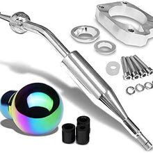 Manzo Short Throw Shifter (Chrome)+Shift Knob (Aluminum, Black with White Shift Pattern, Round Shape, 5-Speed) Works With 83-87 Corolla GTS AE86 MT