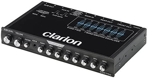 Clarion EQS755 7-Band Car Audio Graphic Equalizer with Front 3.5mm Auxiliary Input, Rear RCA Auxiliary Input and High Level Speaker Inputs