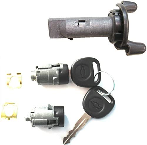 SELECT CHEVROLET OEM IGNITION SWITCH LOCK CYLINDER + 2 BLACK FRONT DOORS LOCK CYLINDER + 2 KEYS