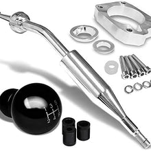 Manzo Short Throw Shifter (Chrome)+Shift Knob (Aluminum, Black with White Shift Pattern, Round Shape, 5-Speed) Works With 83-87 Corolla GTS AE86 MT