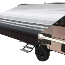 ALEKO Motorized Retractable RV Trailer Awning for Home or Camper- 12x8 Ft - Black Stripes