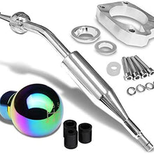 Manzo Short Throw Shifter (Chrome)+Shift Knob (Aluminum, Black with White Shift Pattern, Round Shape, 5-Speed) Works With 83-87 Corolla GTS AE86 MT