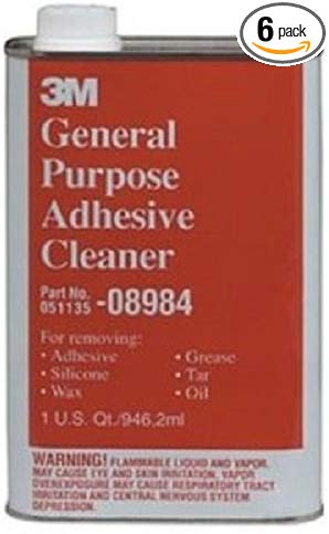 3M 08984 General Purpose Adhesive Remover & Cleaner, Quart, 6-Pack