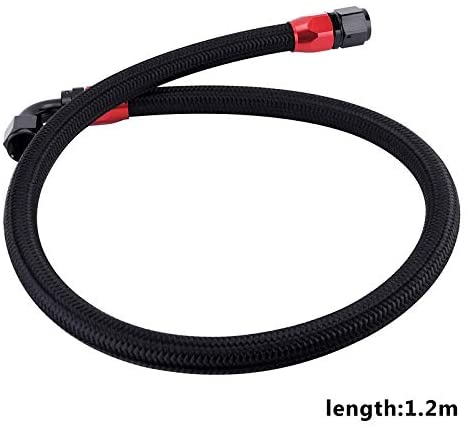 evil energy AN10 Braided Oil Fuel Hose Line Kits 1.2Meter Hose Line With Installed 0 90 Degree Swivel Hose End Fitting