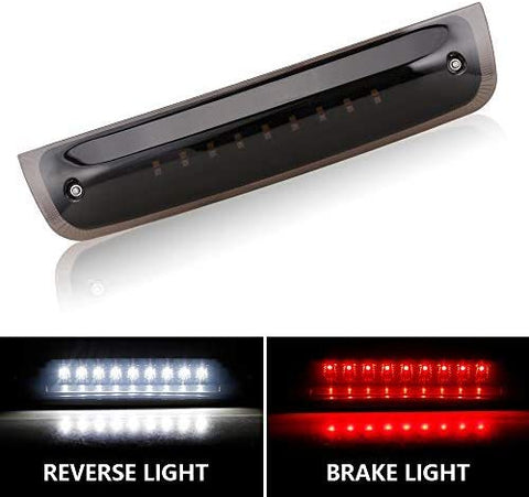 LED 3rd Brake Light Tail Rear High Mount Lamp for 2009-2017 Dodge Ram 1500 2010-2017 Dodge Ram 2500 3500 Red & White Light with Smoke Lens Black Housing - Waterproof - One Year Warranty