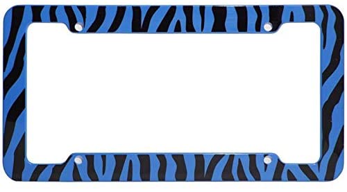Motorup America Auto License Plate Frame Cover 2-Pack - Fits Select Vehicles Car Truck Van SUV - Wild Blue Zebra Print