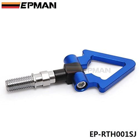 EPMAN Billet Aluminum Front Rear JDM Japanese Car Auto Triangle Ring Trailer Tow Hook Kit For Honda Toyota (Blue)