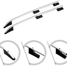 OMAC Silver Aluminum Top Roof Rack Side Rails Bars | Cross Bar Replacement for Rooftop Cargo Bag Luggage Kayak Canoe Carrier | 165 LBS / 75 KG Load Capacity - Set 2 Pcs | Fits Ford Transit 2014-2021