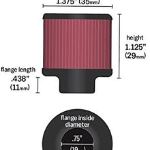 K&N Vent Air Filter/ Breather: High Performance, Premium, Washable, Replacement Engine Filter: Flange Diameter: 0.75 In, Filter Height: 1.125 In, Flange Length: 0.4375 In, Shape: Breather, 62-1560