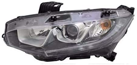 Headlight TYC - For/Fit 16-19 Honda Civic Coupe 16-20 Sedan 17-18 Civic Hatchback Head Lamp Assembly Halogen LEFT HAND/DRIVER SIDE NSF Certified
