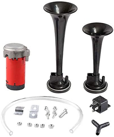 Car and Motorcycle Modified Horn 12V 115DB Dual-Tube Electric Control Horn Loudspeaker with Relay
