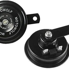 2x 12V 435HZ 110dB Motorcycle Loud Tone Snail Horn Black Metal Beep Waterproof