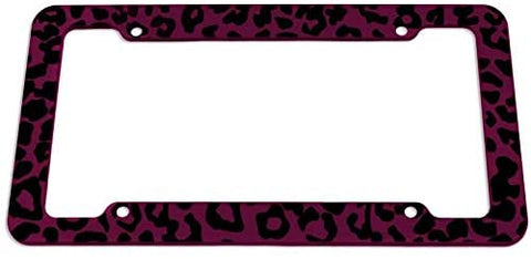 Motorup America Auto License Plate Frame Cover 2-Pack - Fits Select Vehicles Car Truck Van SUV - Wild Pink Leopard Print