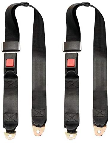 AIRKOUL Universal Lap Seat Belt,Automotive Seatbelt 2 Point Adjustable Safety Seat Belt for Go Kart, Club Golf Cart Black