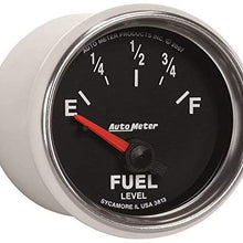 Auto Meter 3813 GS 2-1/16" 0-90 Ohms Short Sweep Electric Fuel Level Gauge for GM