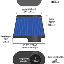 Airaid 723-472 Universal Clamp-On Air Filter: Oval Tapered; 6 Inch (152 mm) Flange ID; 9 Inch (229 mm) Height; 10.75 x 7.75 Inch (273 mm x 197 mm) Base; 7.25 x 4.75 Inch (184 mm x121 mm) Top