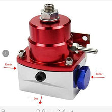 SUNROAD Universal Adjustable Aluminum Fuel Pressure Regulator Valve Kit + 100 Psi Pressure Gage AN6 Fitting Connectors Kit Red & Blue