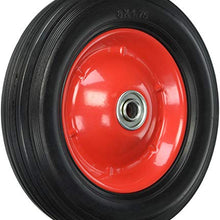 Shepherd Hardware 9636 8-Inch Semi-Pneumatic Rubber Tire, Steel Hub with Ball Bearings, Ribbed Tread, 1/2-Inch Bore Centered Axle