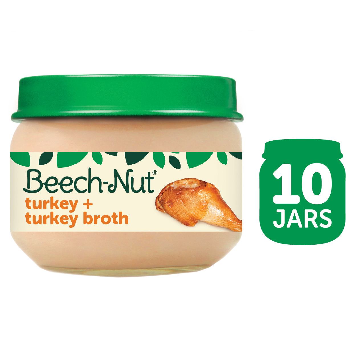 (10 Pack) Beech-Nut Stage 1, Turkey & Turkey Broth Baby Food, 2.5 oz Jar